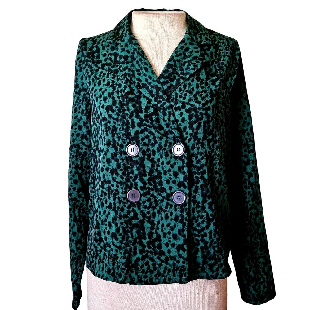 Green and Black Blouse Size 8